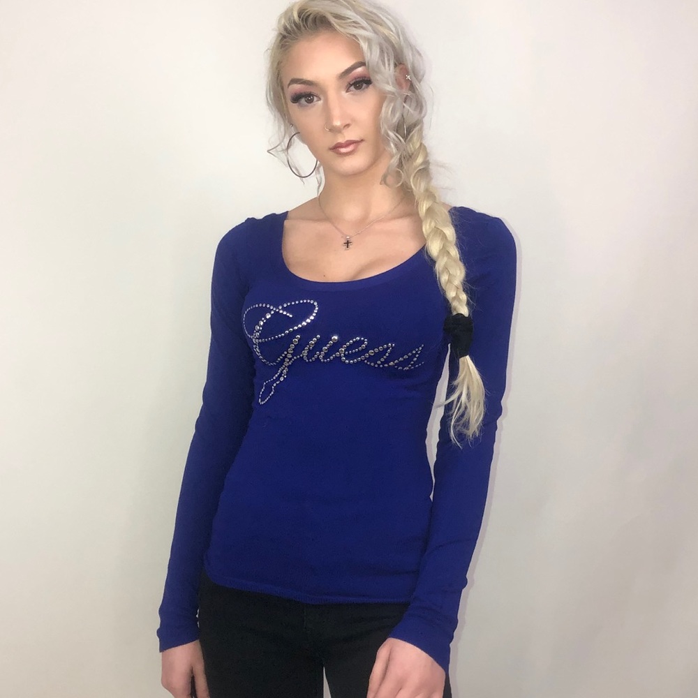 BLUE GUESS LONG SLEEVE TOP